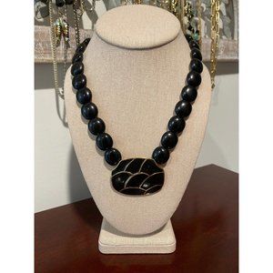 Vintage TRIFARI necklace -- black and gold statement piece